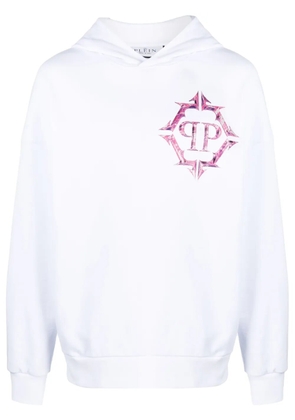 Philipp Plein Chrome logo-print cotton hoodie - White