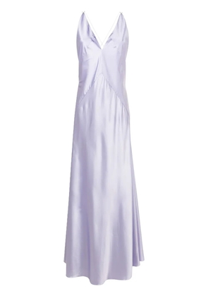 Lethicia Bronstein satin-finish V-neck maxi dress - Purple