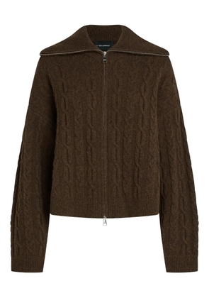 Karl Lagerfeld cable-knit zip-up cardigan - 201 Java