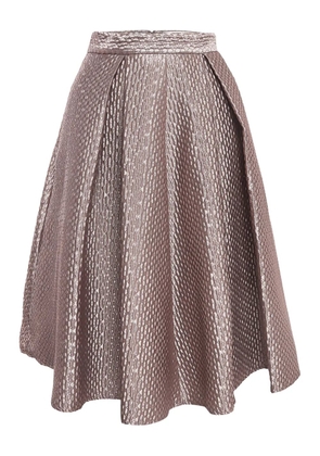 Self-Portrait pre-owned pleated metallic midi skirt - Pink