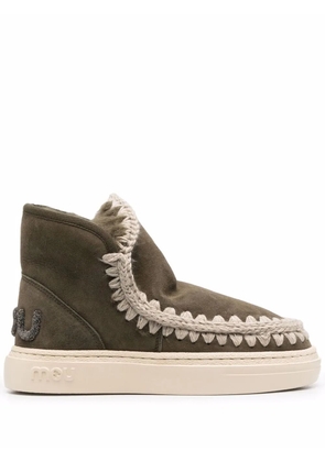 Mou crochet stitch-trim boots - Green