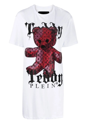 Philipp Plein Teddy Plein crystal-embellished T-shirt dress - White