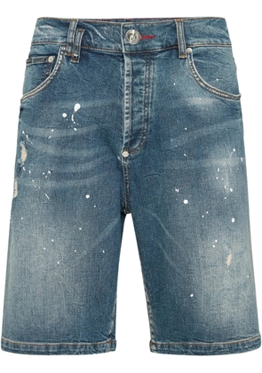 Philipp Plein Formentera Skulls denim shorts - Blue
