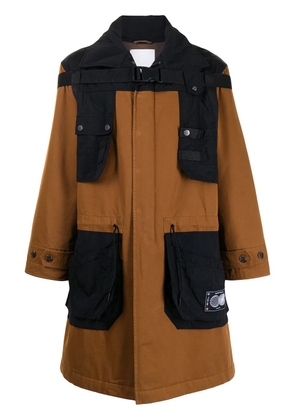 Ports V panelled hooded raincoat - Brown