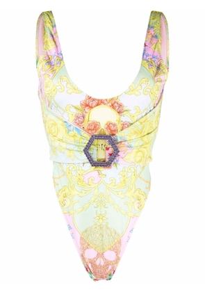 Philipp Plein skull-print swimsuit - Pink