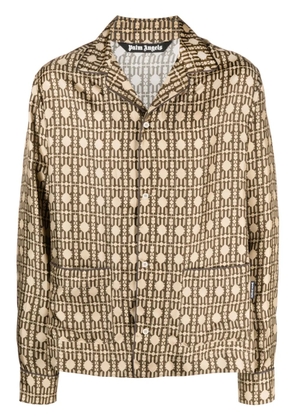 Palm Angels monogram-print silk shirt - Brown