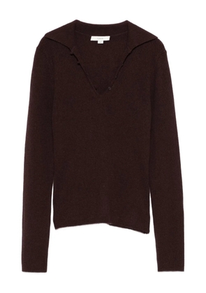 Vince ribbed-knit polo top - Red