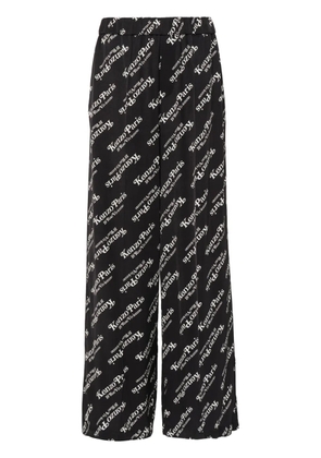 Kenzo logo-print twill trousers - Black