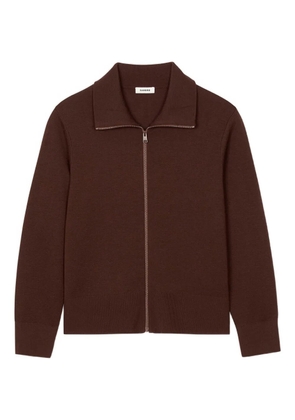 SANDRO high-neck zip-up cardigan - Brown