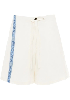 JW Anderson logo-tape wide-leg shorts - White