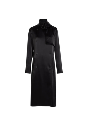 Courrèges Double-breasted satin trench coat - Black