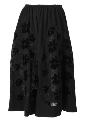 Comme Des Garçons embroidered flared skirt - Black