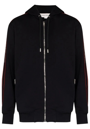 Alexander McQueen logo-tape zip-up hoodie - Black