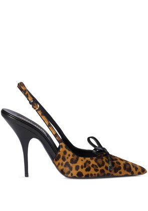 Miu Miu logo-print pumps - Brown