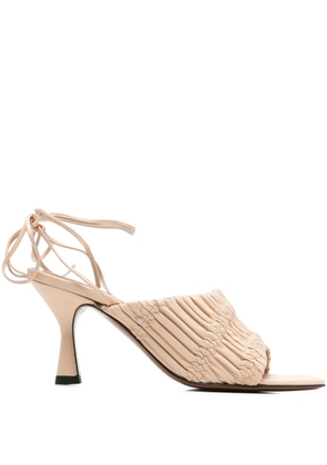 ATP Atelier plissé-effect leather sandals - Neutrals