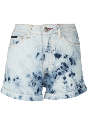 Philipp Plein bleached hot pants - Blue