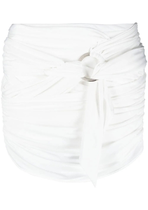 The Attico drape-detailed thigh-length skirt - White