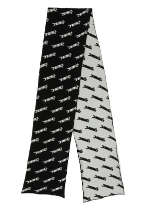 AMBUSH intarsia logo-knit virgin wool-blend scarf - Black