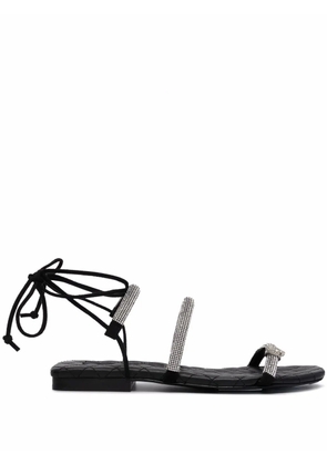 Philipp Plein maltese flat crystal sandals - Black