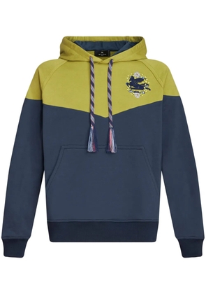 ETRO Pegaso-motif cotton hoodie - Blue