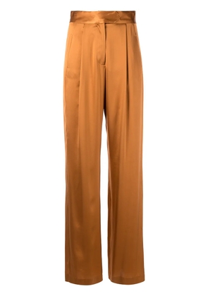 Michelle Mason wide-leg silk satin trousers - Orange