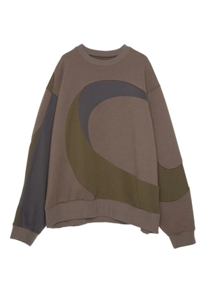 Yoshiokubo panelled crew-neck sweatshirt - Brown