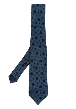 Versace Pre-Owned 1970s square-print linen tie - Blue