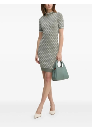 GUESS USA logo-pattern short-sleeve mini dress - Green