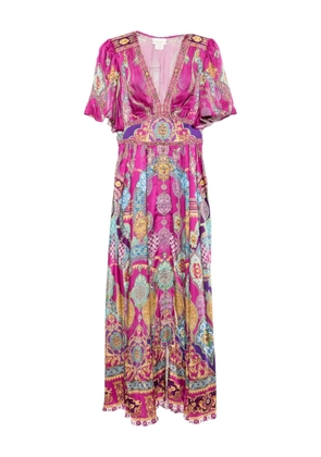 Camilla flutter-sleeves dress - Purple