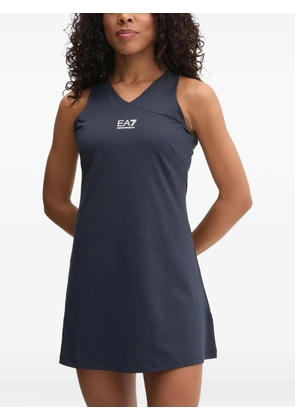 Ea7 Emporio Armani V-neck logo mini dress - Blue