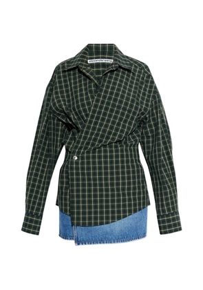 Alexander Wang plaid wrapped mini dress - Green