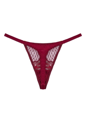 Fleur Of England lace-paneled silk thong - Red