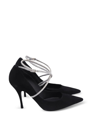 René Caovilla crystal cross-strap pumps - Black