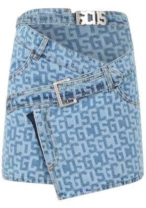 GCDS monogram denim skirt - Blue