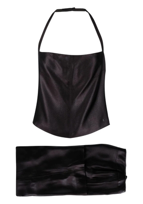 CHANEL Pre-Owned 2010s gloss-effect top and trousers set - Brown