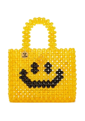 Bad at math beaded smiley-face tote bag - Yellow