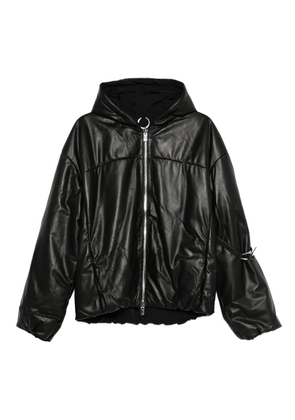 HELIOT EMIL hooded puffer leather coat - Black