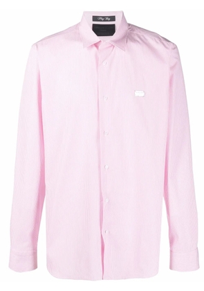 Philipp Plein skull-print striped shirt - Pink