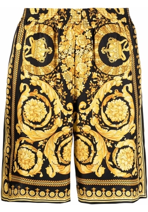 Versace Barocco-print silk shorts - Black