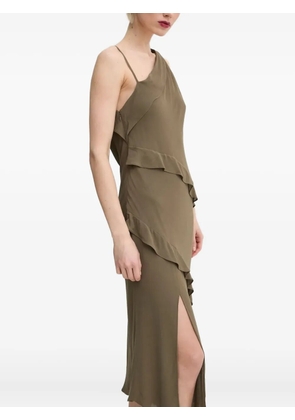 SAMSOE SAMSOE asymmetric ruffle midi dress - Green