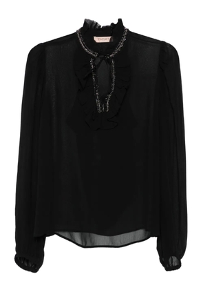 TWINSET embellished ruffled blouse - Black