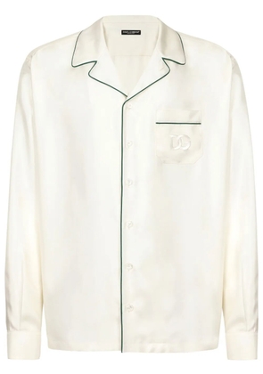 Dolce & Gabbana embroidered-logo silk-twill shirt - White