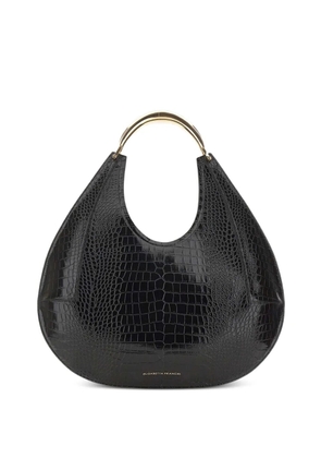 Elisabetta Franchi large crocodile-embossed jewel-handle tote bag - Black
