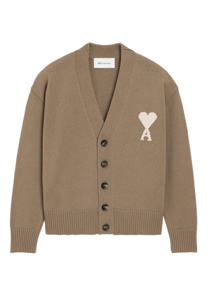 AMI Paris Ami De Coeur-intarsia button cardigan - Brown
