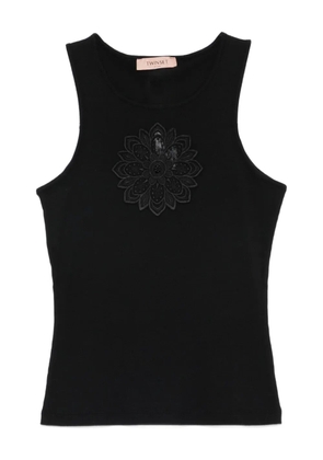 TWINSET floral-appliqué tank top - Black