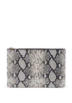 ANINE BING Elly snakeskin-print leather clutch bag - Grey