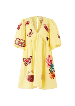 Camilla puff-sleeve V-neck mini dress - Yellow