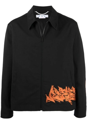 Off-White embroidered motif zipped jacket - Black
