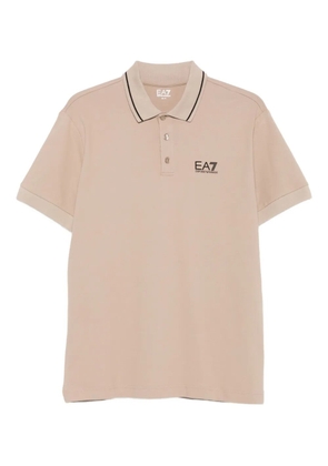 Ea7 Emporio Armani logo-print point-collar polo shirt - Neutrals