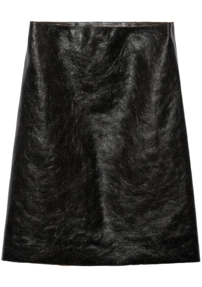 Prada cracked-effect leather midi skirt - Black